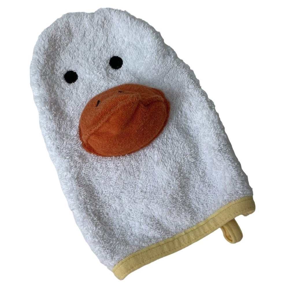 Vintage Gymboree White Duck Washcloth Kids Hand Towel Puppet Orange Beak 2001